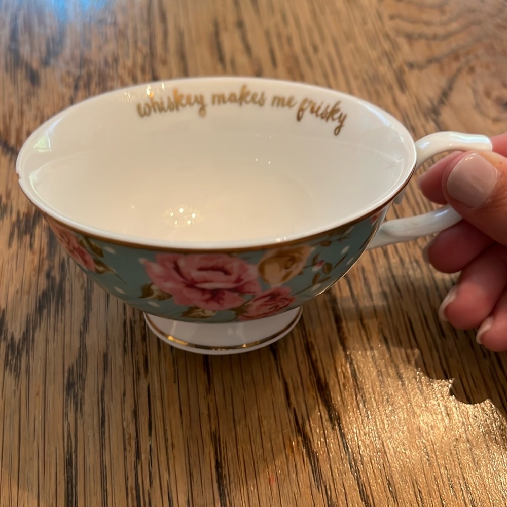 WHISKEY MAKES ME FRISKY TEACUP
